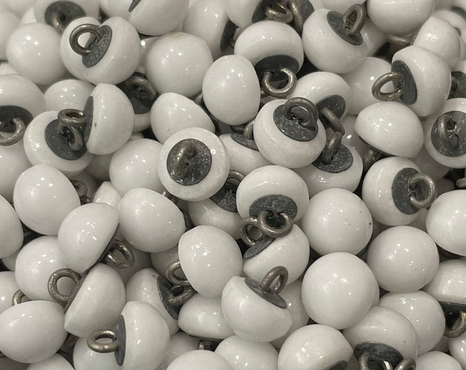 1900s True Edwardian Milk Glass Buttons-Shank Boot Buttons-Perfect for Restoration, Crafts, Doll-making, Sewing 10/Pk c1910s
