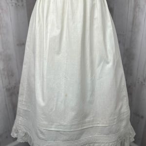 1910s Edwardian Petticoat~Antique White Crisp Cotton Crinoline Skirt w/ Ruffle Hem 1900s