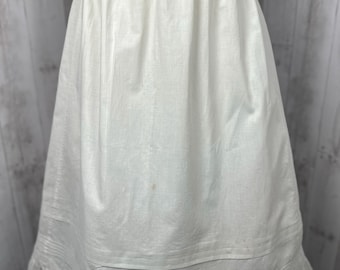 1910s Edwardian Petticoat~Antique White Crisp Cotton Crinoline Skirt w/ Ruffle Hem 1900s
