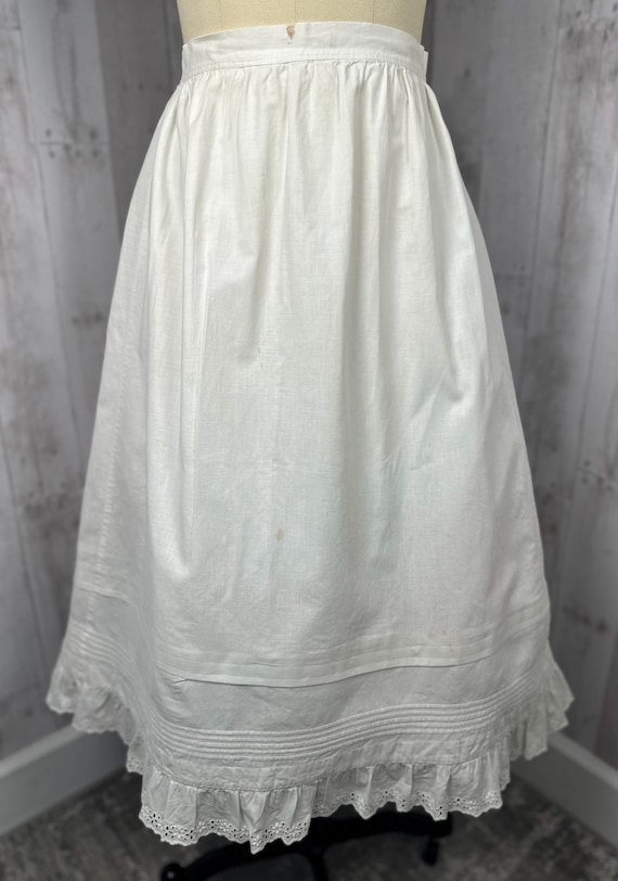 1910s Edwardian Petticoat~Antique White Crisp Cot… - image 1