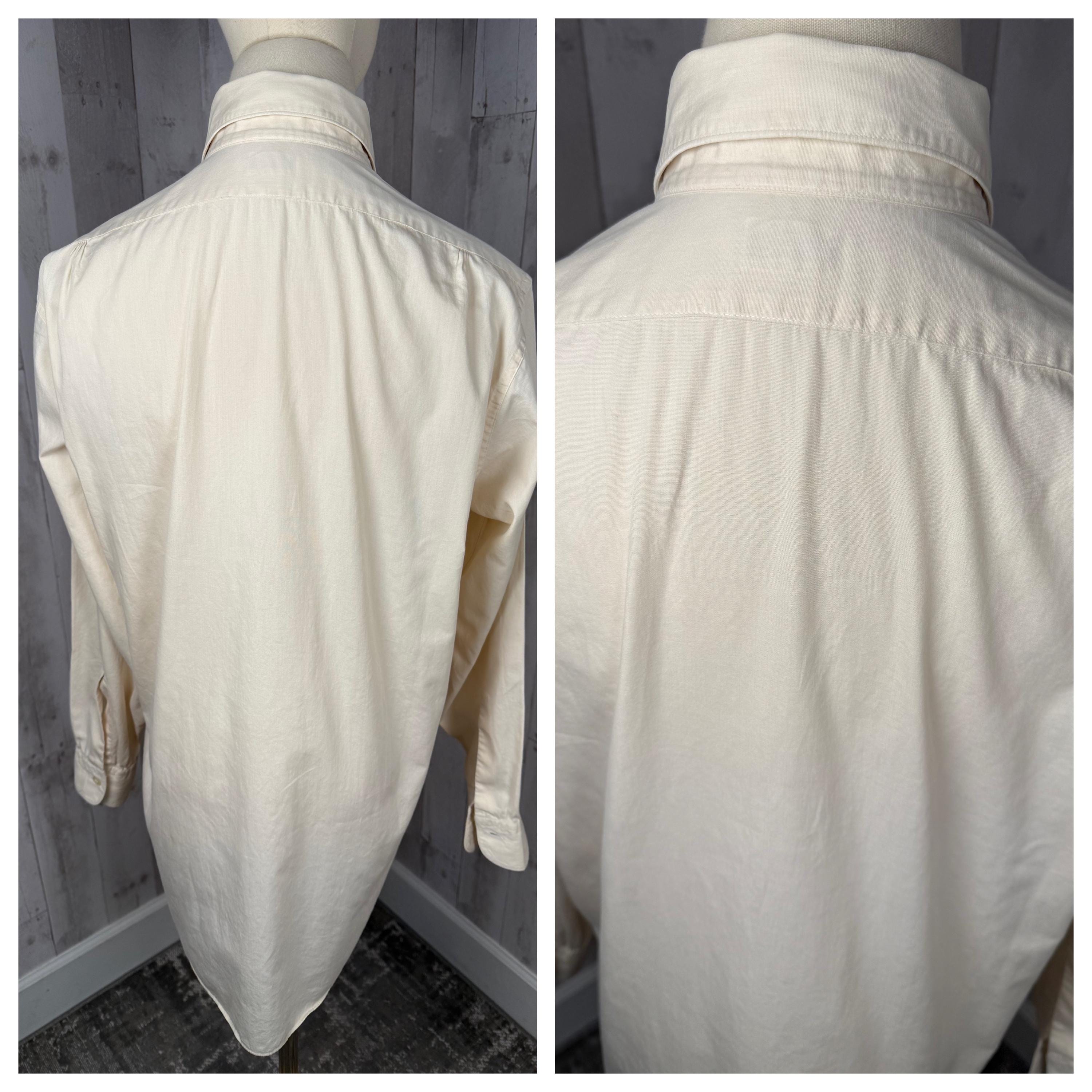1920s-1930s Antique Mens Dress Shirt ~ Crisp Cream Colored Cotton 