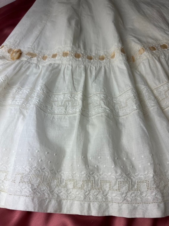 1910s Edwardian Petticoat~Antique Tiered White Cr… - image 9