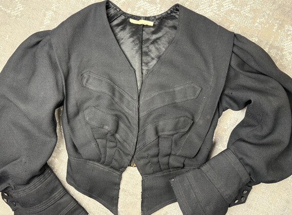 1800s Victorian Edwardian Inky Black Wool Pigeon … - image 6