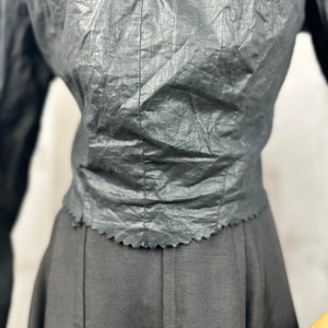 1900s Edwardian Waist Shirt Blouse Antique Black Silk w/Netting 1910s Small WOUNDED image 7