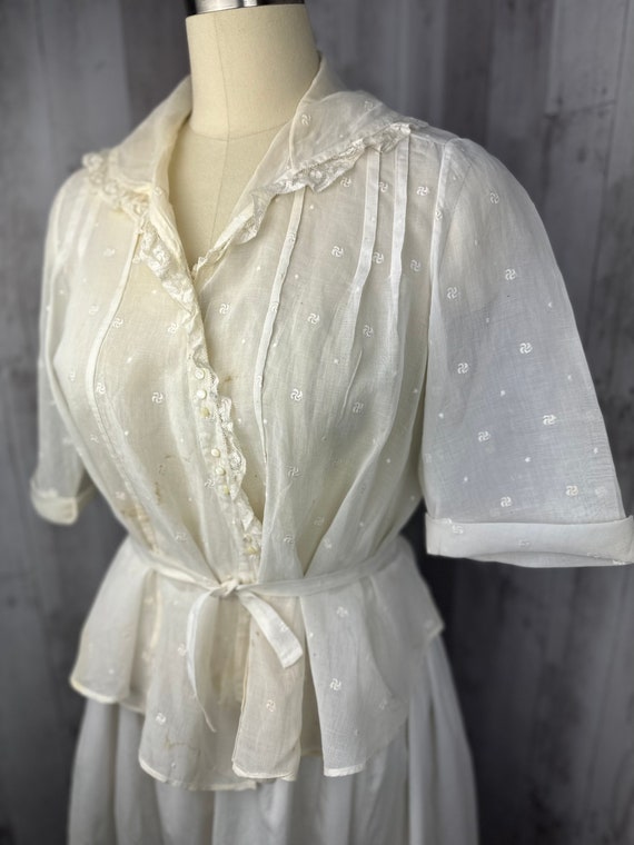 1900s Edwardian Waist Shirt - Sheer Off White Hook