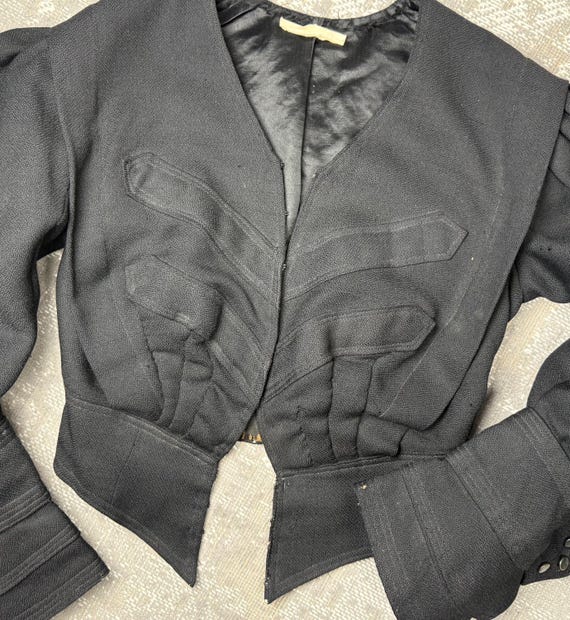 1800s Victorian Edwardian Inky Black Wool Pigeon … - image 7