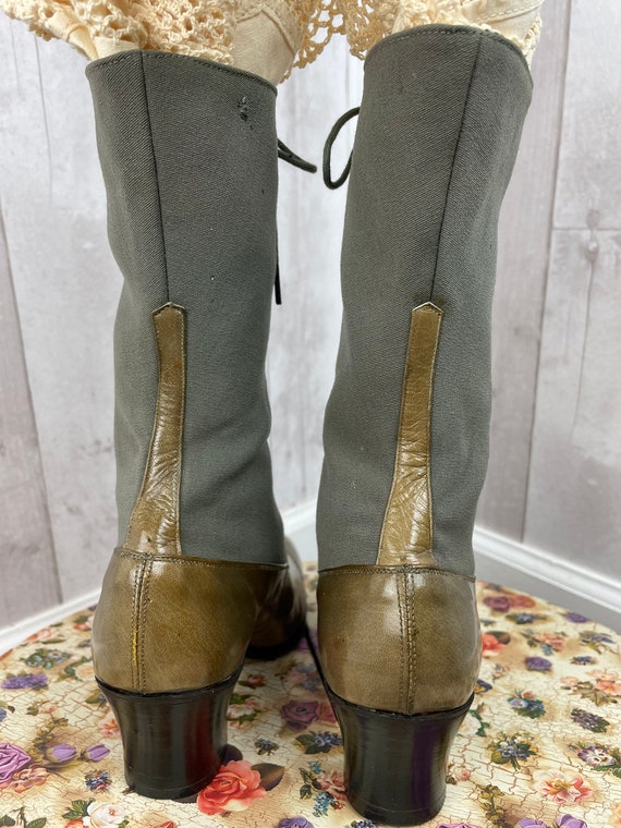 1910s Antique Edwardian Granny Boots~Two Tone Oli… - image 8