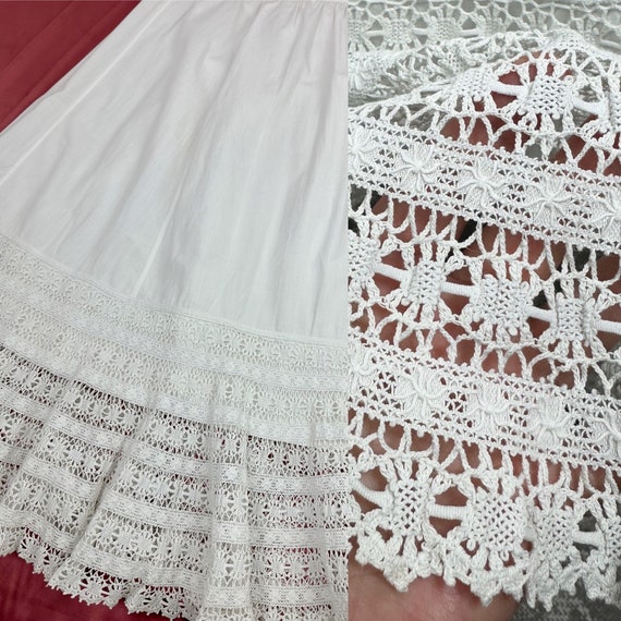 1910s Edwardian Petticoat~Antique Tiered White Cr… - image 4