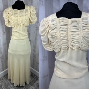 1920s Antique Gown / Bridal Wedding / Nightgown / Dressingown Art Deco Glam 1930s Small