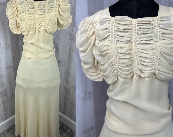 1920s Antique Gown / Bridal Wedding / Nightgown / Dressingown Art Deco Glam 1930s Small