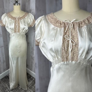 1920s Antique Bridal Nightgown / Lingerie Bias Empire Light S/M 1930s Ex Cond!