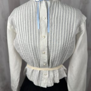 1910s True Edwardian Waist Shirt~ Crisp White Organdy Blouse Top with Pintucks Cuffs 1900s