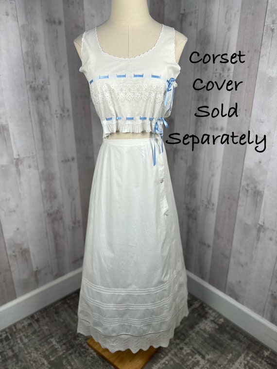 1910s Edwardian Petticoat~Antique Tiered White Cr… - image 5