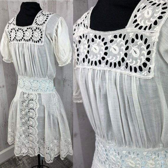 1910s Edwardian Dress~Sheer White Batiste Cotton … - image 3