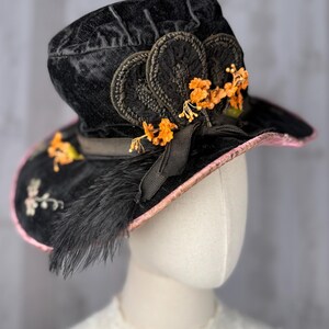 Vintage Black Wide Brim Hat With Feathers - Etsy display picture 1