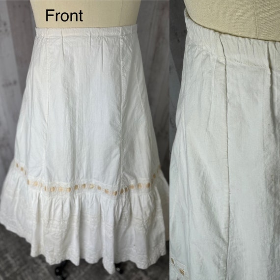 1910s Edwardian Petticoat~Antique Tiered White Cr… - image 2