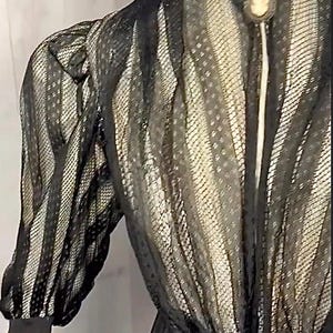 1900s Victorian Antique Peigeon Corset  Jacket-Black Lace Net Overlay 1890s Small/2
