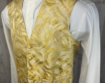 Vintage Vest Formal Gold Brocade Mens S/M Mens / Womens 38"Chest