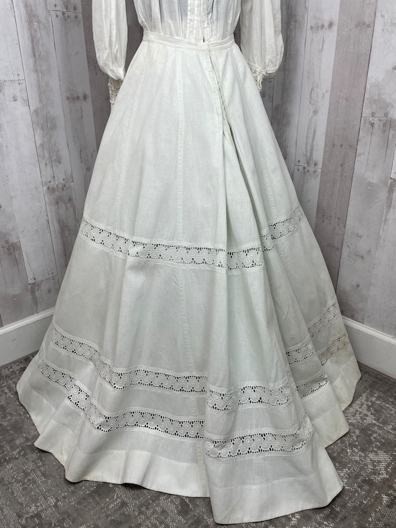 1900s True Victorian Skirt White Linen Full Lengt… - image 3