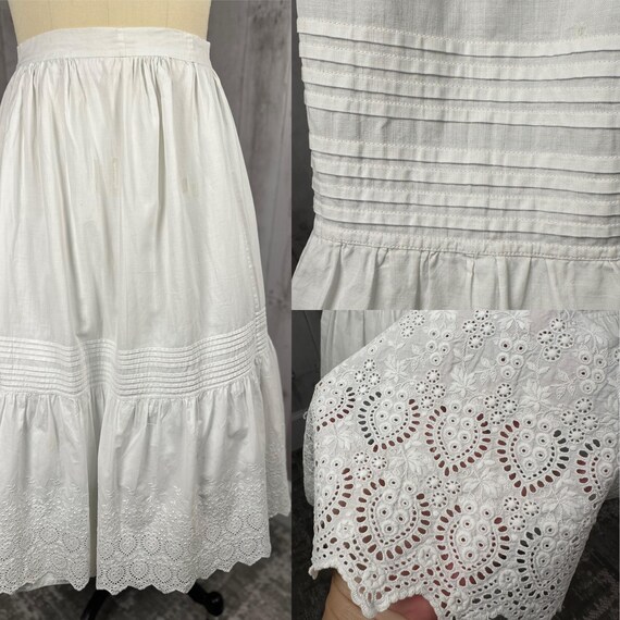 1910s Edwardian Petticoat~Antique Tiered White Cr… - image 2
