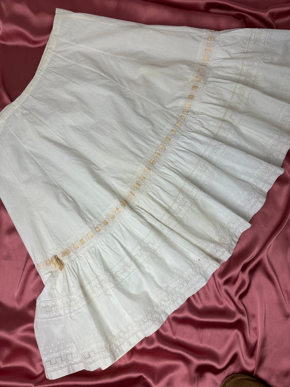 1910s Edwardian Petticoat~Antique Tiered White Cr… - image 8