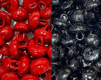 1900s NOS Edwardian Buttons-Red or Black Shank Boot Buttons-Perfect for Restoration, Crafts, Doll-making, Sewing 10/Pk