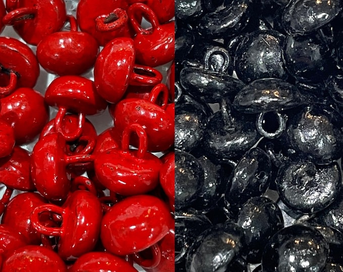 1900s NOS Edwardian Buttons-Red or Black Shank Boot Buttons-Perfect for Restoration, Crafts, Doll-making, Sewing 10/Pk