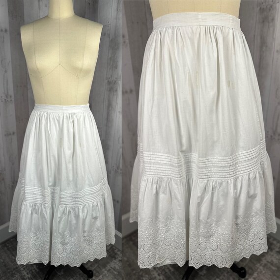1910s Edwardian Petticoat~Antique Tiered White Cr… - image 3
