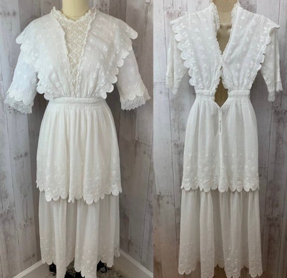 1910s Edwardian Dress~Sheer White Batiste Cotton … - image 4