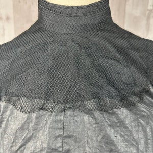 1900s Edwardian Waist Shirt Blouse Antique Black Silk w/Netting 1910s Small WOUNDED image 8