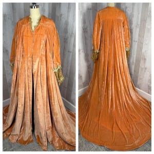 orange velvet dressing gown Azazie Mero