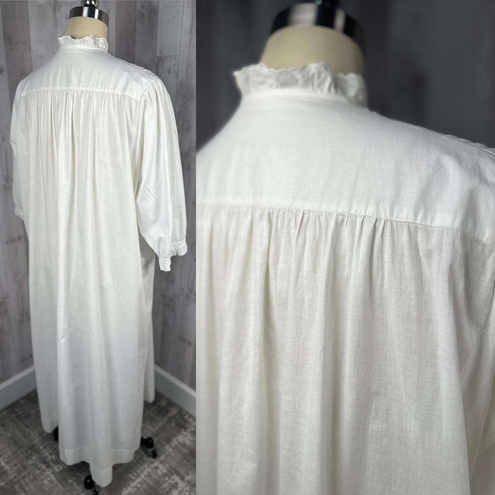 1900s Edwardian/victorian Antique Robe/nightgown Chemise~crisp White ...