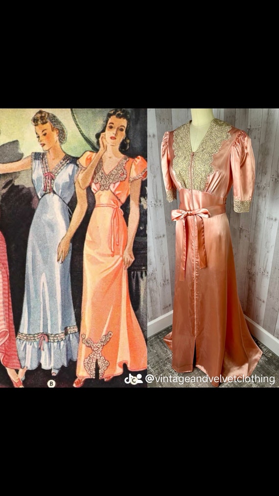 1920s Antique Satin Dressing Gown / Apricot Art De