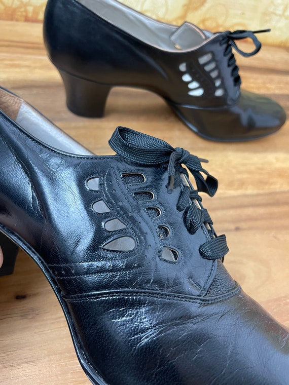 1930s NOS True Antique Heels Shoes Black Leather … - image 2