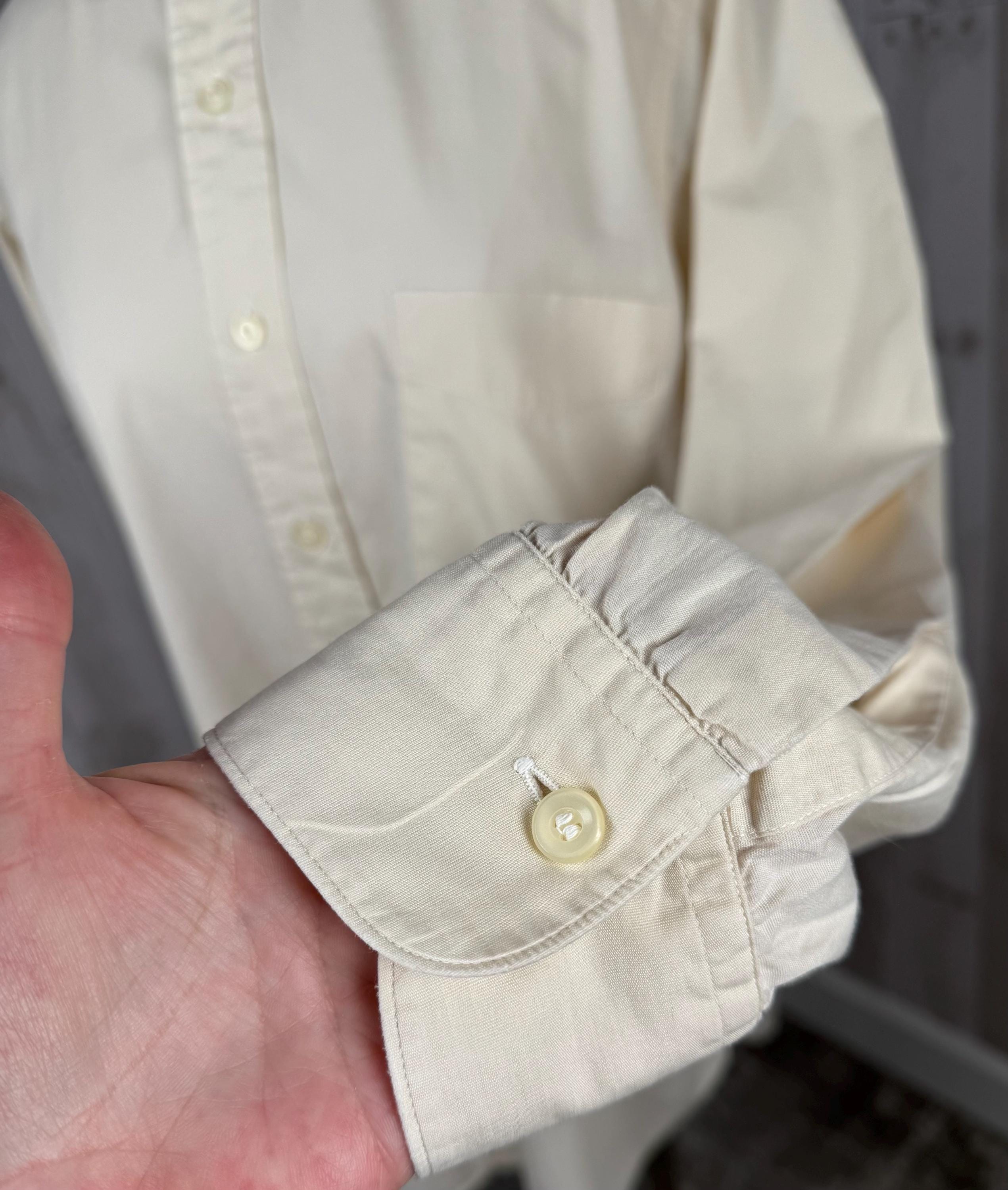 1920s-1930s Antique Mens Dress Shirt ~ Crisp Cream Colored Cotton 