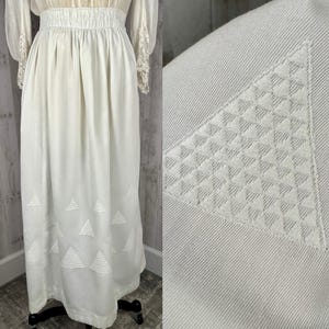 1910s Edwardian Skirt White Cotton Ankle Length Walking Skirt~Small