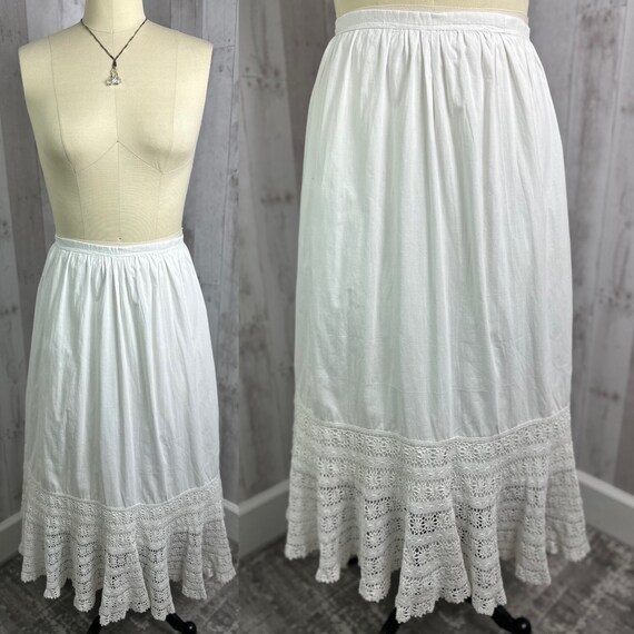 1910s Edwardian Petticoat~Antique Tiered White Cr… - image 3
