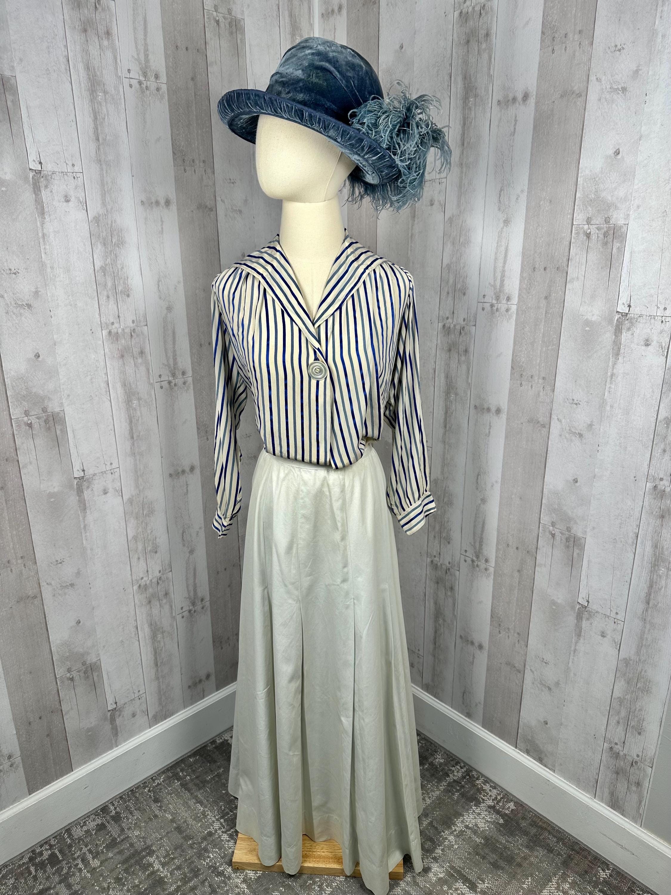 1910s True Edwardian Day Skirt Ivory Cotton Full Length Walking 