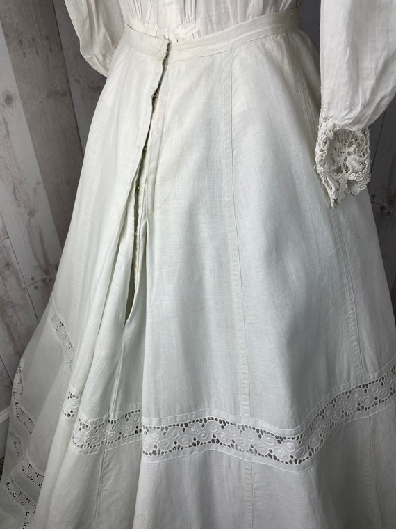 1900s True Victorian Skirt White Linen Full Lengt… - image 7