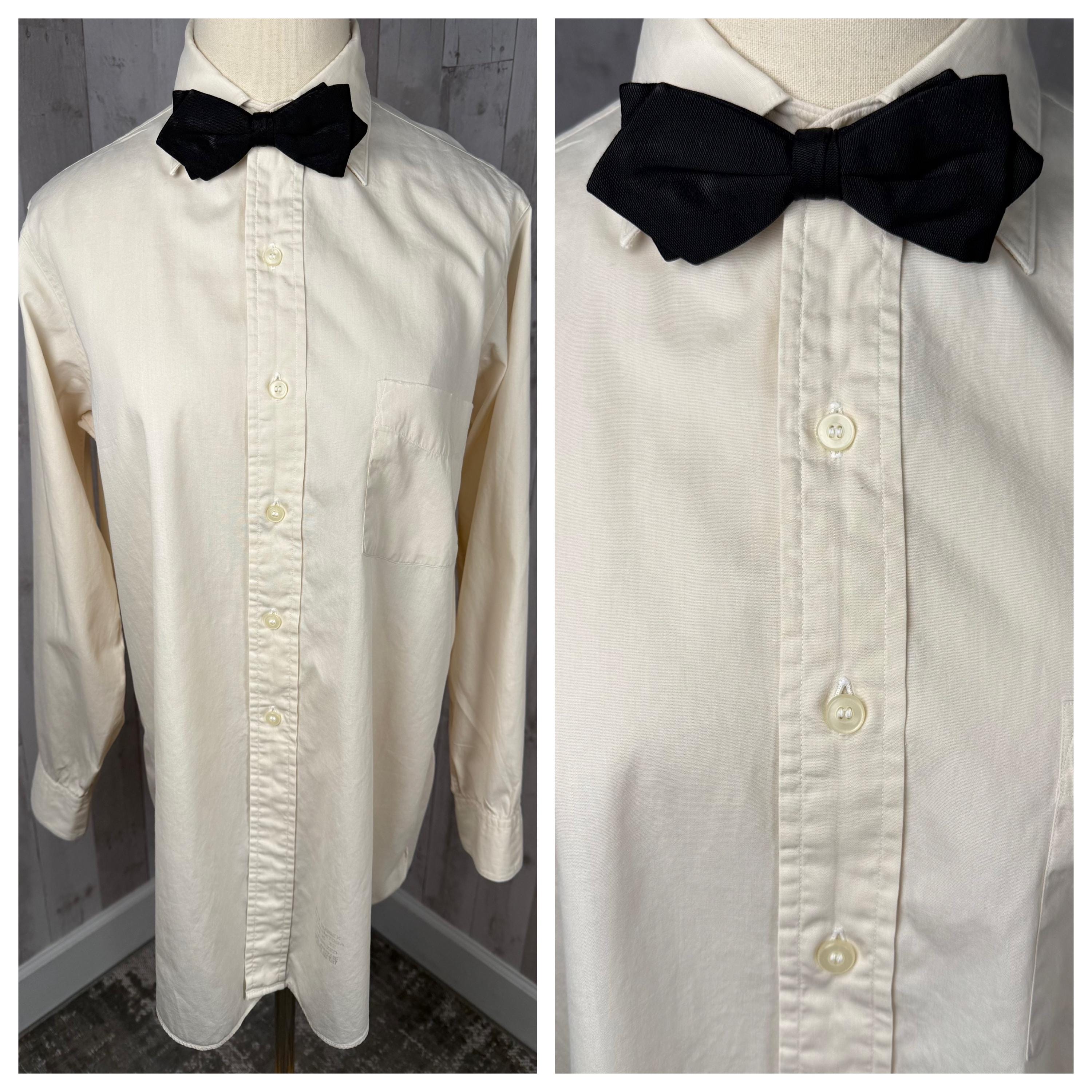 1920s-1930s Antique Mens Dress Shirt ~ Crisp Cream Colored Cotton 