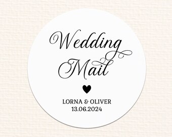 White wedding mail stickers, customised wedding invite envelope seals, personalised wedding stationery, wedding invitation custom stickers