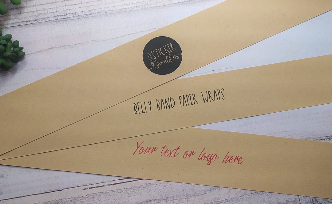 Personalised Kraft Paper Belly Bands: Logo Packaging Sleeve Wraps, A5 ...