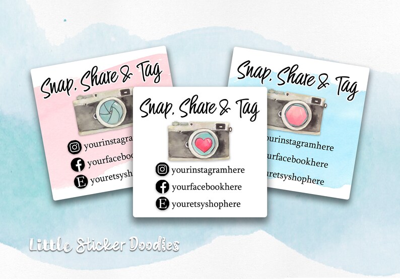 Snap Share & Tag Social Media Stickers Personalised Stickers Etsy