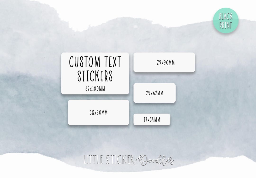 Custom Text Stickers: Personalised Black Print Only Text Labels - Etsy UK