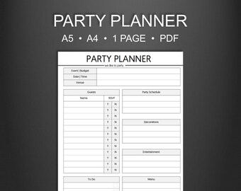 Dinner Party Planner Etsy