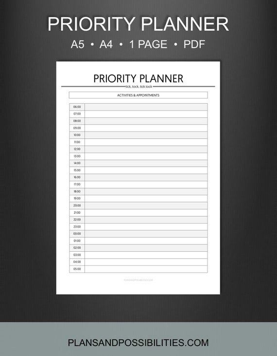 PRINTABLE Priority Planner A5 A4 Task Planner Priority | Etsy