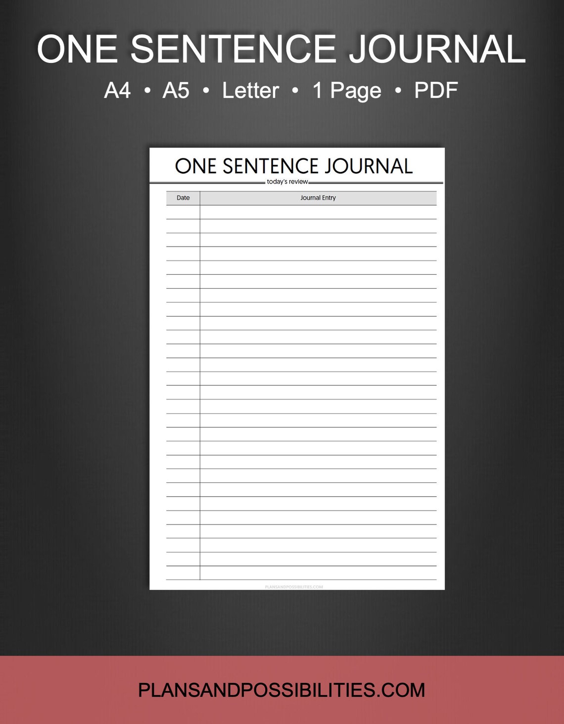 One Sentence Journal Single Sentence Journal One Line A Day Etsy