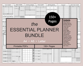 Planner Bundle Printable, Productivity Planner Printable, Life Organizer, Life Planner Printable, Daily Weekly Monthly, Minimal Planner PDF