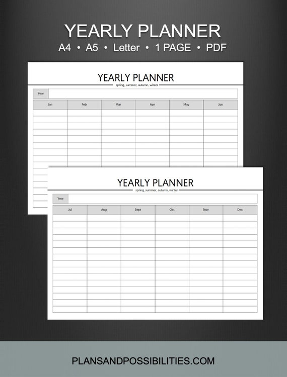 Blank Yearly, Tasks and Reminders, Yearly to Do List, Minimalist Yearly  Planner, Year Planner 2022, Printable Calendar, Annual Calendar - Etsy