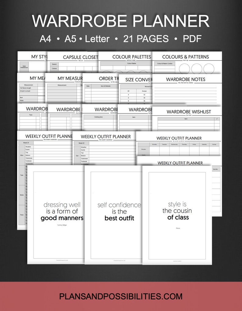 Wardrobe Planner Printable Fashion Planner Outfit Planner - Etsy